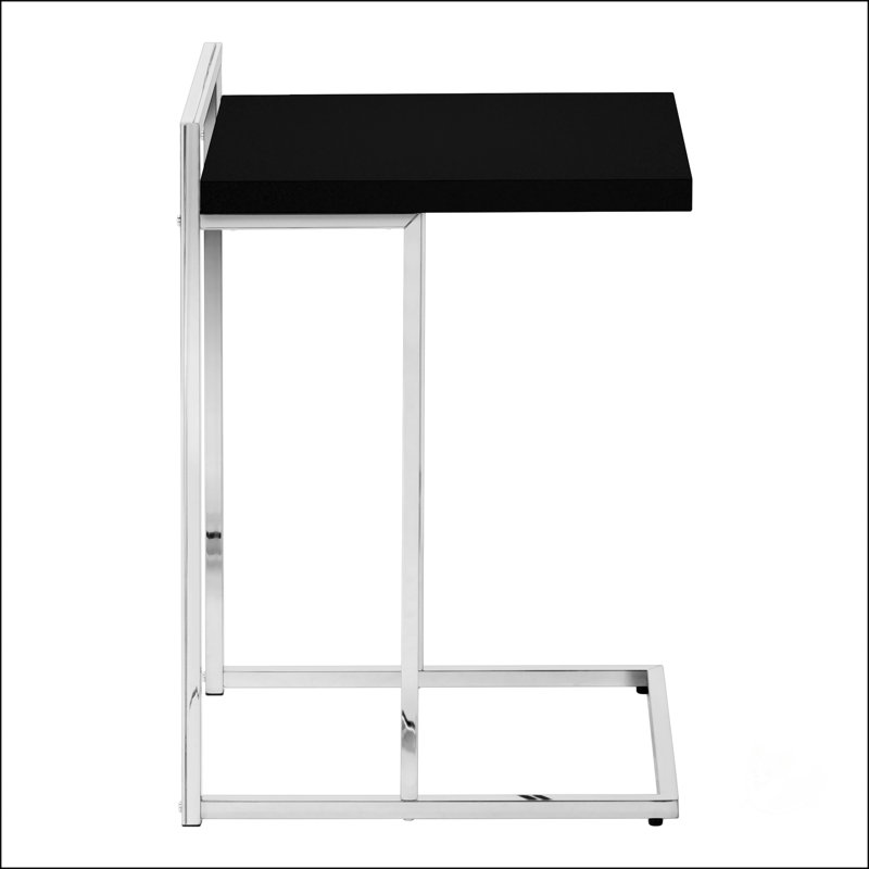 C-Shaped Accent Table With Metal Base, Black, White