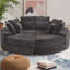 Fauteuil inclinable rond en velours côtelé de 78,5 pouces, convertible en deux fauteuils inclinables séparés ou un canapé-lit, comprend un coussin pour le cou et cinq coussins décoratifs, aucune méridienne à assembler requise-121081784