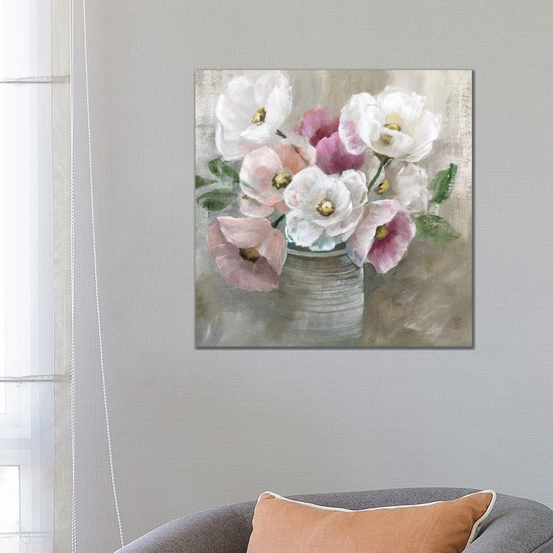 Blooming And Blushing - Painting on Canvas, Wrapped Canvas, 45.72 cm H x 45.72 cm W x 3.175 cm D