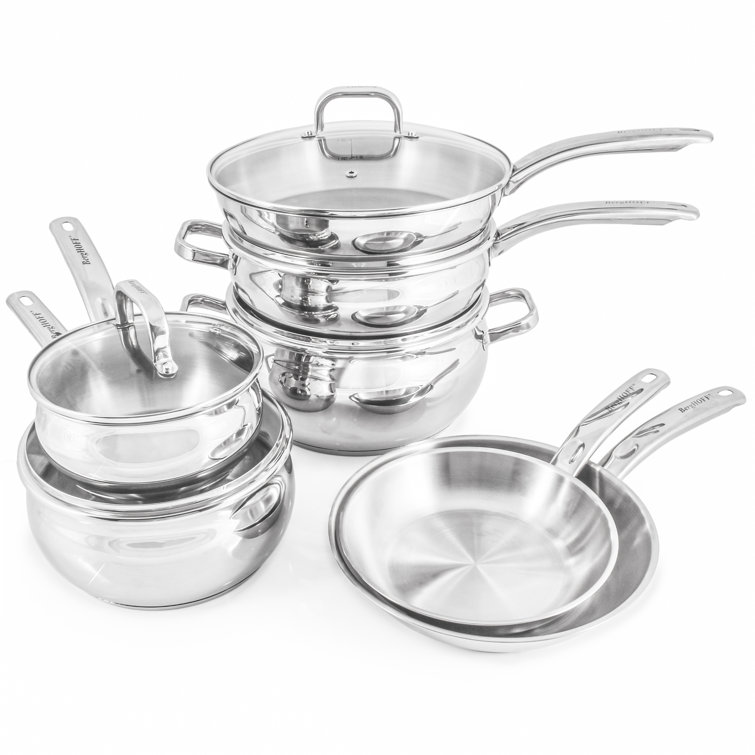 12pc Induction Stainless Steel Cookware Kitchen Glass Lids Pot Pan