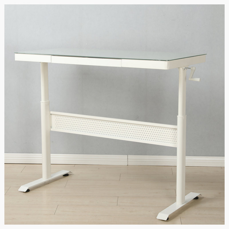 Bureau debout à hauteur réglable Lapides, Blanc, Vert clair