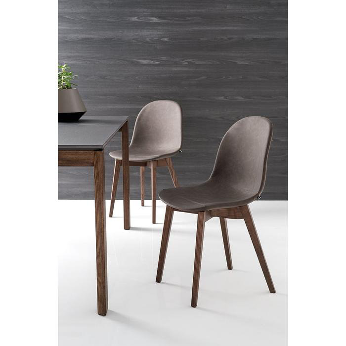 Academy Side Chair with Wooden Frame, Matte Taupe, Smoke
