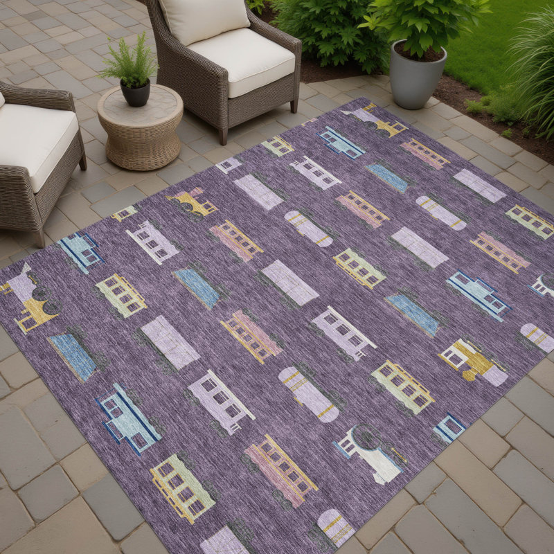 Tapis intérieur / extérieur lavable à la machine pour enfants ACN2621, Prune, 2 pi 6 po x 3 pi 10 po