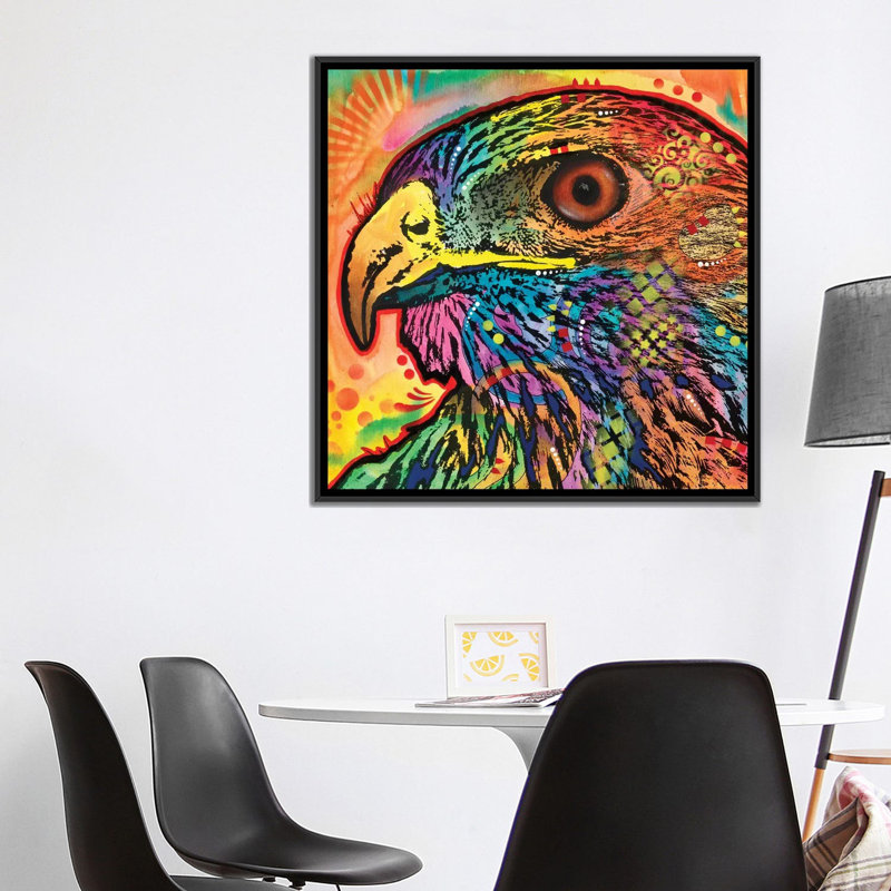 « hawk eye », reproduction d’impression sur toile, H 37 po x l 37 po x P 1,5 po, Toile encadrée noire, Pas de tapis