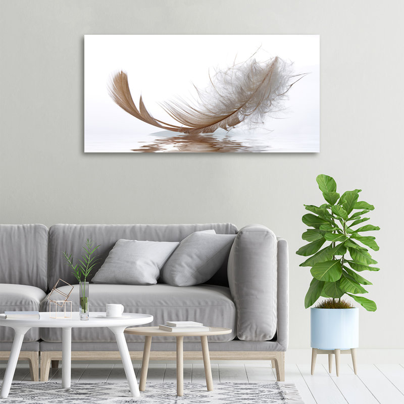 Feather On The Water - No Frame Print on Canvas