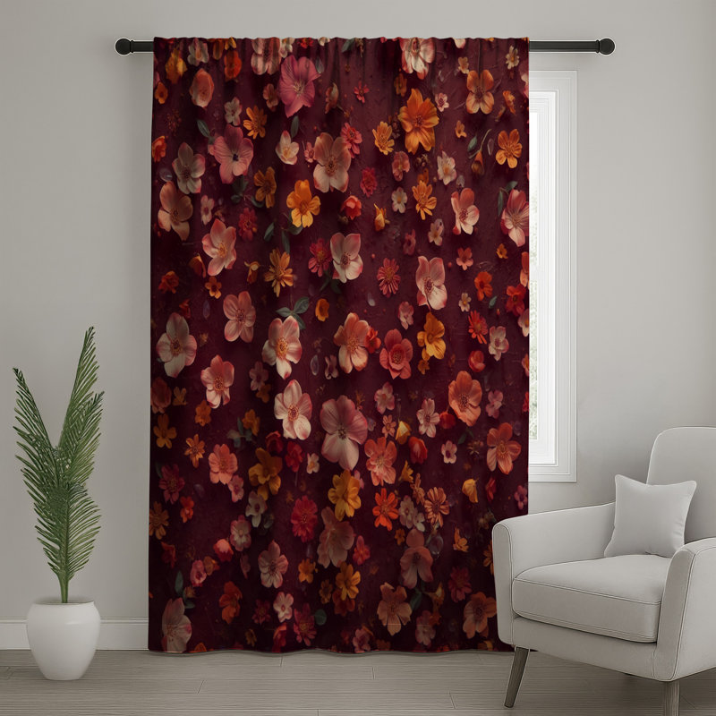 Rideaux à motif floral éclatant, rideaux occultants et fleurs - 1 panneau, 50 po x 80 po - 1 panneau, Blockout