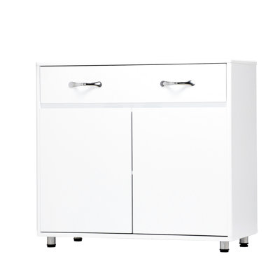 Two Door Side Table - White: Storage Cabinet For Different Areas. Superior Painting & E1 . Simple Yet Attractive Design. Assembly Required With Directions. Safe Legs. Rounded Edge And Smooth Corner