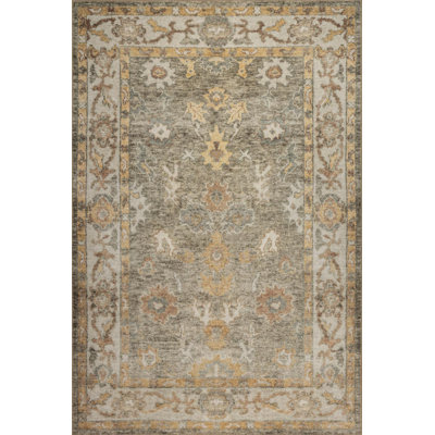 Lucien Green Vintage Textured Classic Patterned Woven Based Chenille Rug