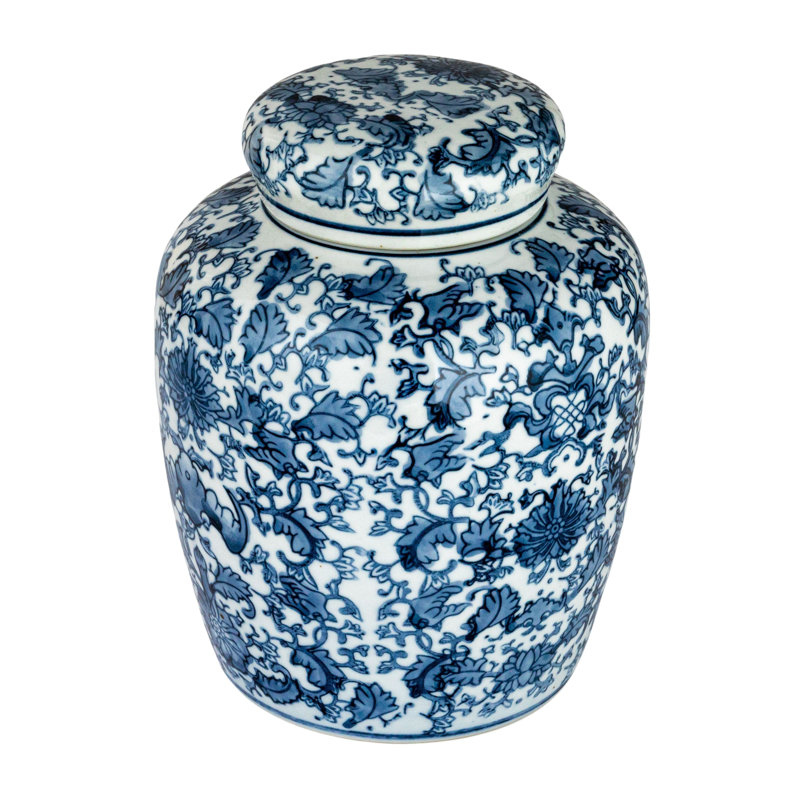 Pot en céramique bleu / blanc Chadwicks, H 8,25 po x l 6,25 po x P 6,25 po