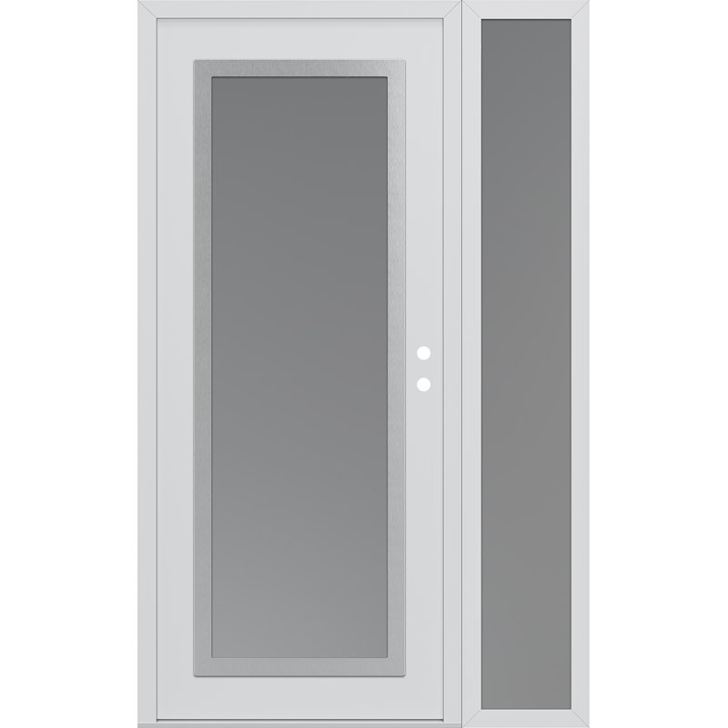 Panneau d'entrée en acier argenté blanc / blanc avec porte latérale avant, L 53,25 po x H 81,69 po, Gelé, Gauche