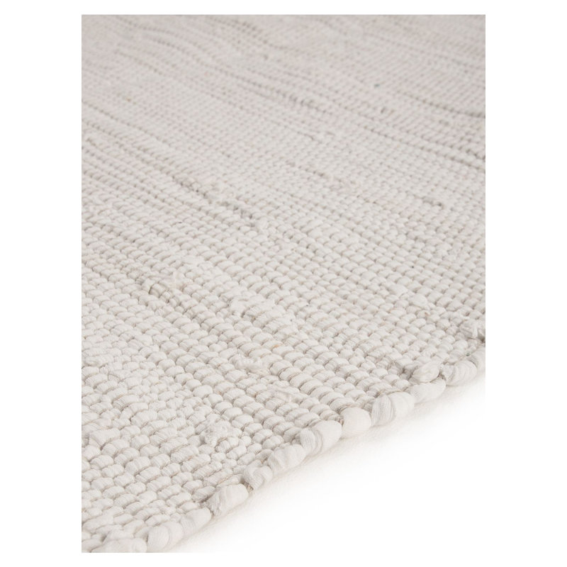 Chindi Uni Solid Colour Hand Crafted Hand Braided White Area Rug, Rectangle 160 x 230cm