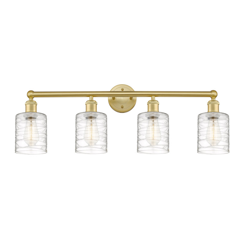 Karon 4 - Light Dimmable Vanity Light, Deco Swirl, Satin Gold