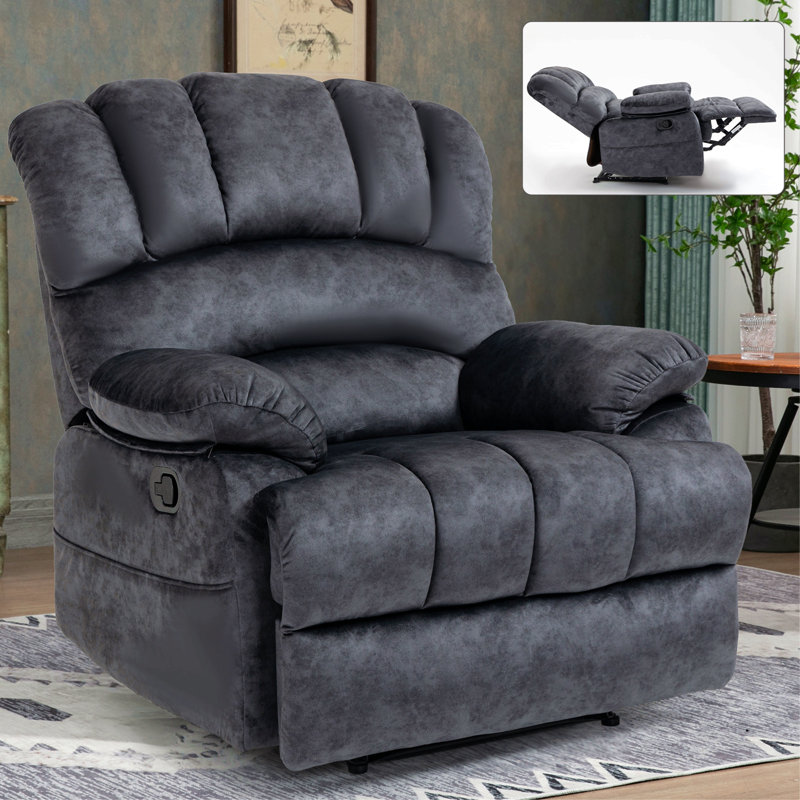 Grand fauteuil inclinable manuel en tissu pour le salon, Gris