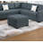 Casual Simple Tufted Couch Living Room Sectional 4Pc Set Dark Gray Fabric Upholstered RAF/LAF One-Arm Loveseat Wedge Ottoman-682885039