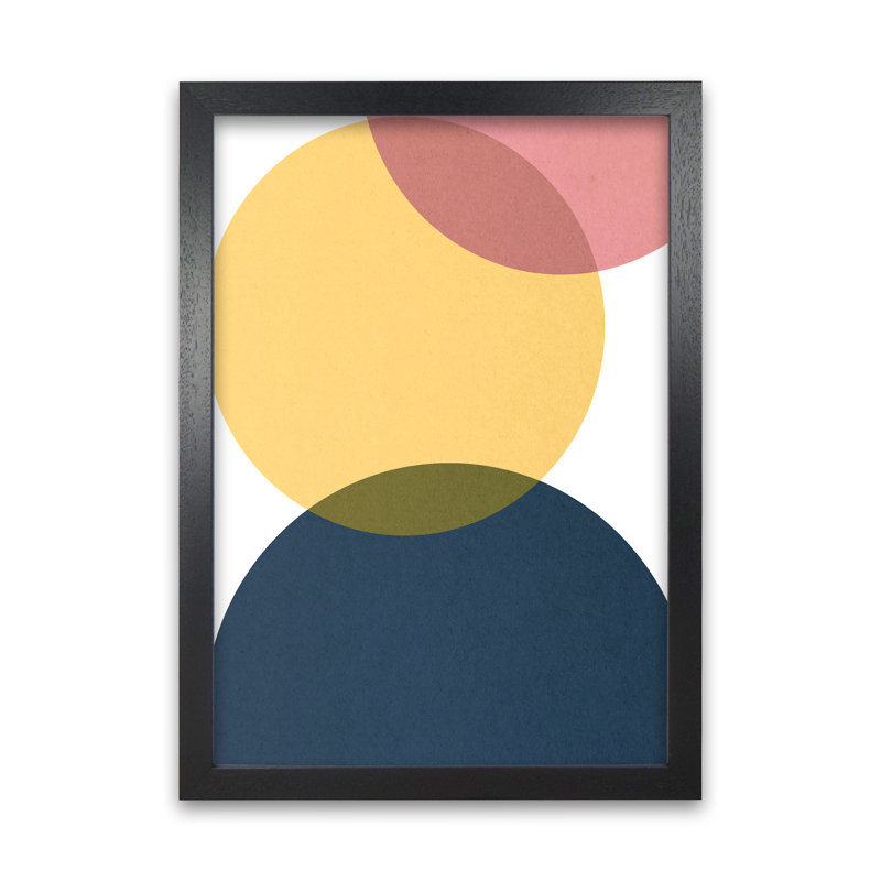Blue Yellow Pink Pebbles Original - Print, Black Frame, 30cm H x 21cm W x 3cm D