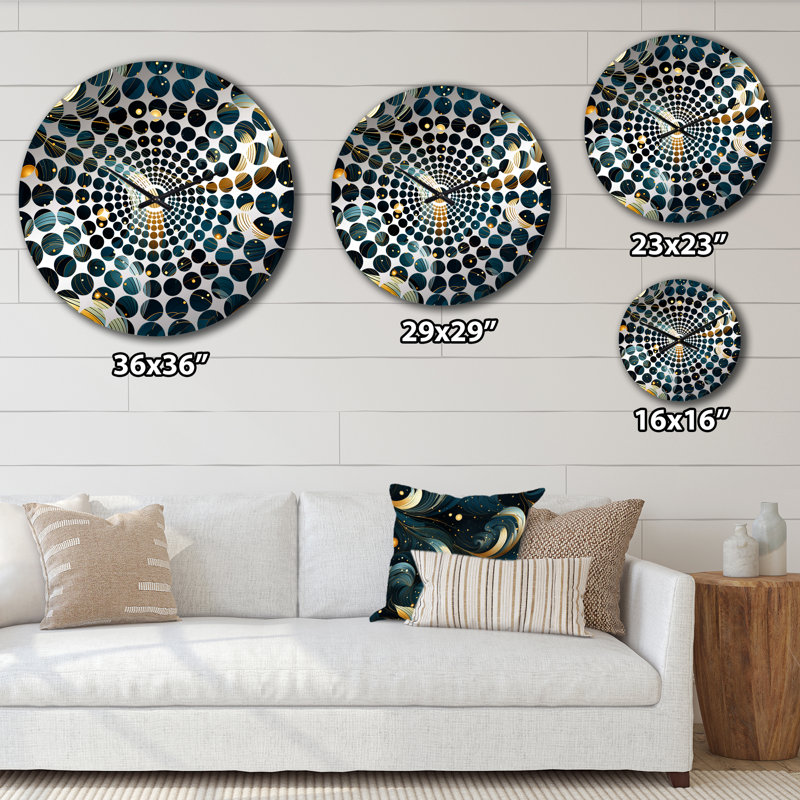 Bleu céleste géométrique géométrique - horloge murale géométrique, Petit