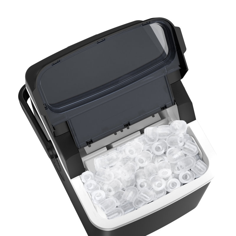 Countertop Ice Maker, Portable Ice Maker Machine With Handle, 26Lbs/24H, 8 Bullet Ice Cubes/9 Mins, S/L 2 Size Ice Cube, Self-Cleaning For Home/Kitchen/Office/Party, Black