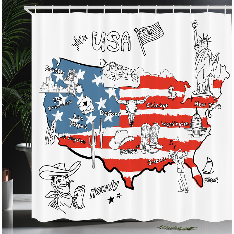 Shower Curtain with Hooks Included, 75"H x 69"W