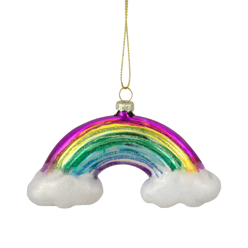 Ornement de Noël en verre 4,75 "arc-en-ciel et nuages
