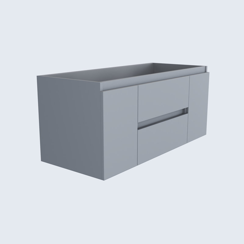 Gray 48" Wall-Mounted Floating Bathroom Vanity with Ceramic Top