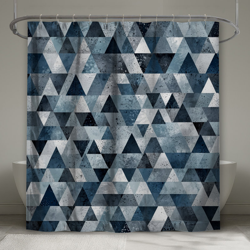 Rideaux de douche triangulaires bleu gris, L 70 po x H 93 po