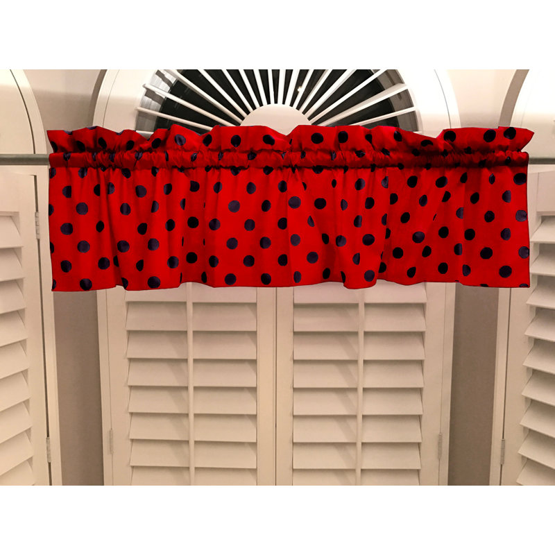 Cantonnière sur mesure en mélange de coton à pois 58 po Chrisman, Rouge / noir, L 58 po x L 14 po