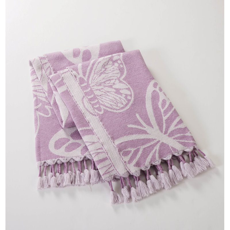 Kate Nelligan Woven Throw Blanket/Tapestry, Purple/White