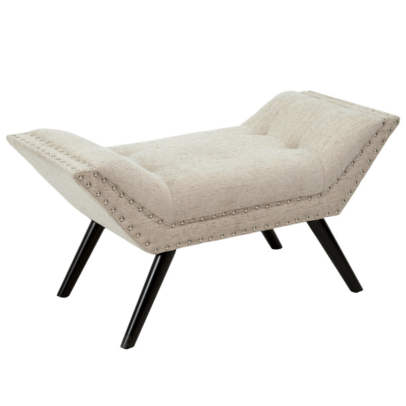 Babbi Upholstered Ottoman, Almond Polyester Blend