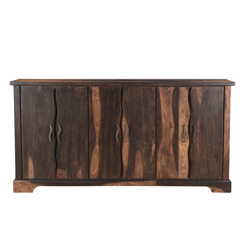Buffet en bois massif de 72 po de largeur Chaliyah, Walnut 