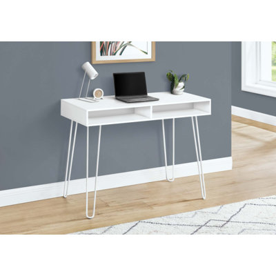 Bureau d'ordinateur, bureau personnel, ordinateur portable, installation à gauche, à droite, tiroirs de rangement, travail, métal, contemporain, moderne