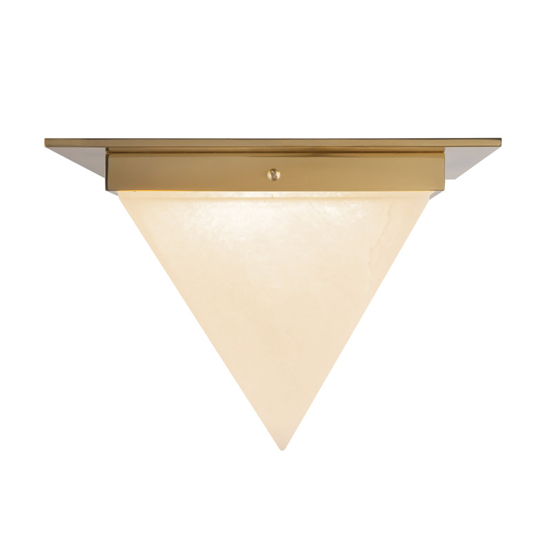 Mineral 11-in Brass Flush Mount, Alabaster, Brass