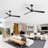 52" Black Ceiling Fan With Remote Control No Lights,Modern Reversible DC Motor Indoor Outdoor 3 Blades Ceiling Fans For Patio Bedroom Living Room