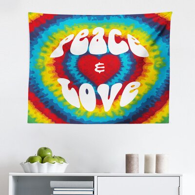 70S Party Tapestry, Peace And Love Groovy Sixties Tie Dye Effect Heart Shaped Abstract Rainbow Print, Fabric Wall Hanging Decor For Bedroom Living Roo -  East Urban Home, 07F4FF352EFA4142B5D57745D341D3C2