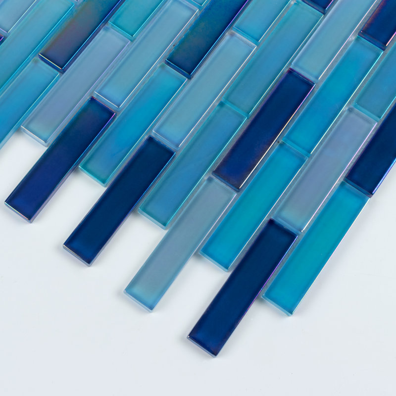 Carreau de mosaïque linéaire en verre 1 "x 4" Reflections, Bleu lac