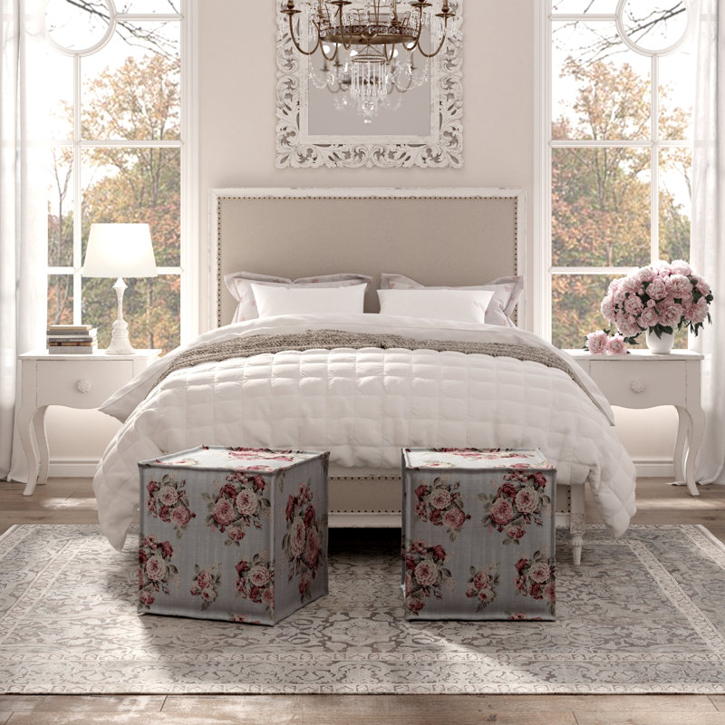 Repose-pieds Elegance Annaleigh, Manoir 100% lin floral