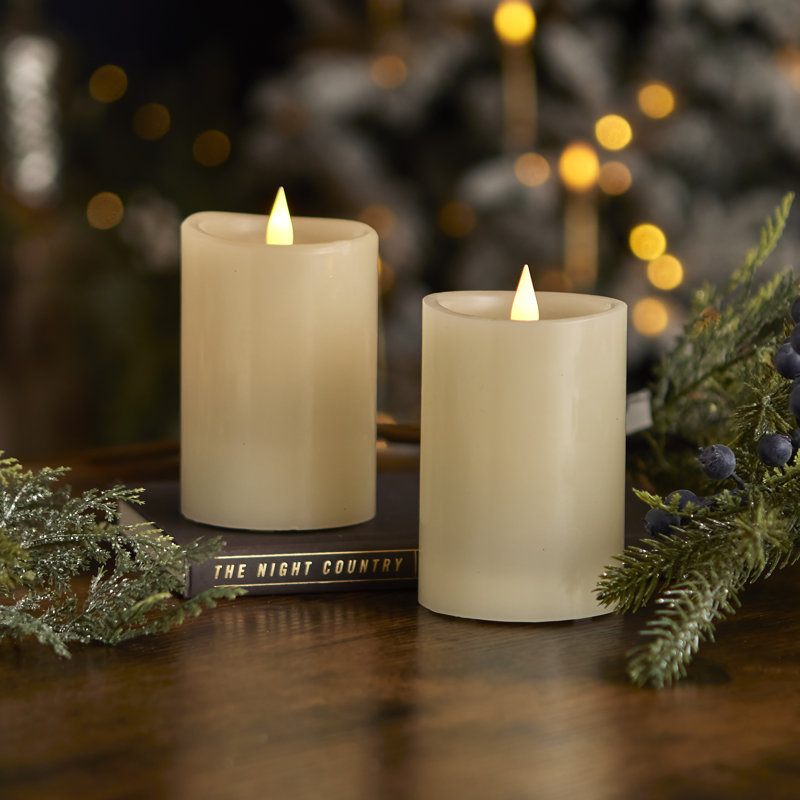 Ivory Flameless Christmas Candle Set with Real Wax Finish