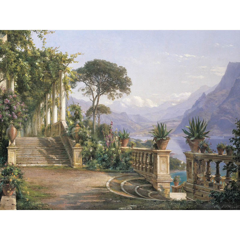 'Lodge on Lake Como' by Carl Frederic Aagaard - Wrapped Canvas Painting Print, 60cm H x 80cm W x 4cm D