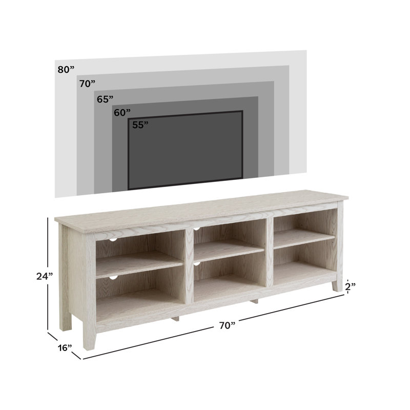 Meuble télé avec rangement ouvert Sunbury, Blanc délavé, 70"