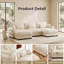 Canapé modulaire 2 places en velours beige avec coussins profonds, coussins lombaires et coussins décoratifs-804116763