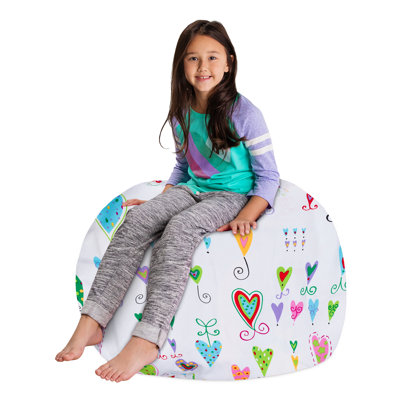 Kids Bean Bag Chair Cover - Stuffed Animal Storage & Toy Organizer with Zipper - Plush Storage Kids Bean Bag Cover only for Toddlers and Children's Rooms - Organizes Pillows, Blankets, and Stuffies - Multiple Colors, Sizes, and Fabrics