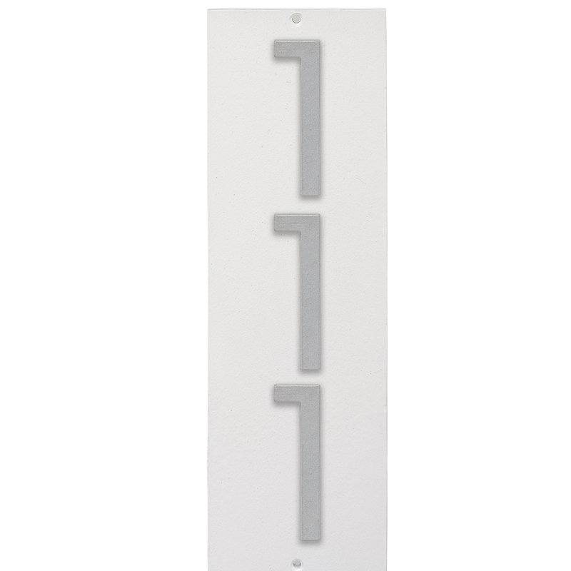 Plaque d’adresse murale sur 1 ligne flottante, Blanc, Argent
