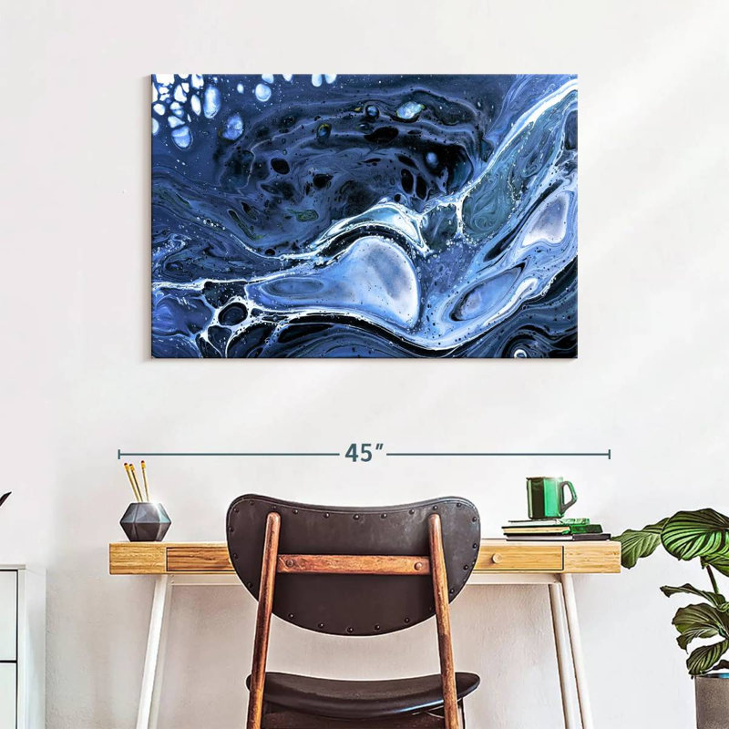 Avery Dark Blue Abstract, 26" H x 39" W