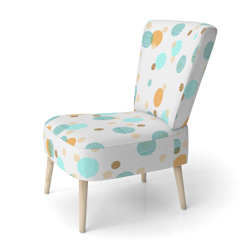 Chaise d'appoint rembourrée à motifs abstraits dorés et blancs