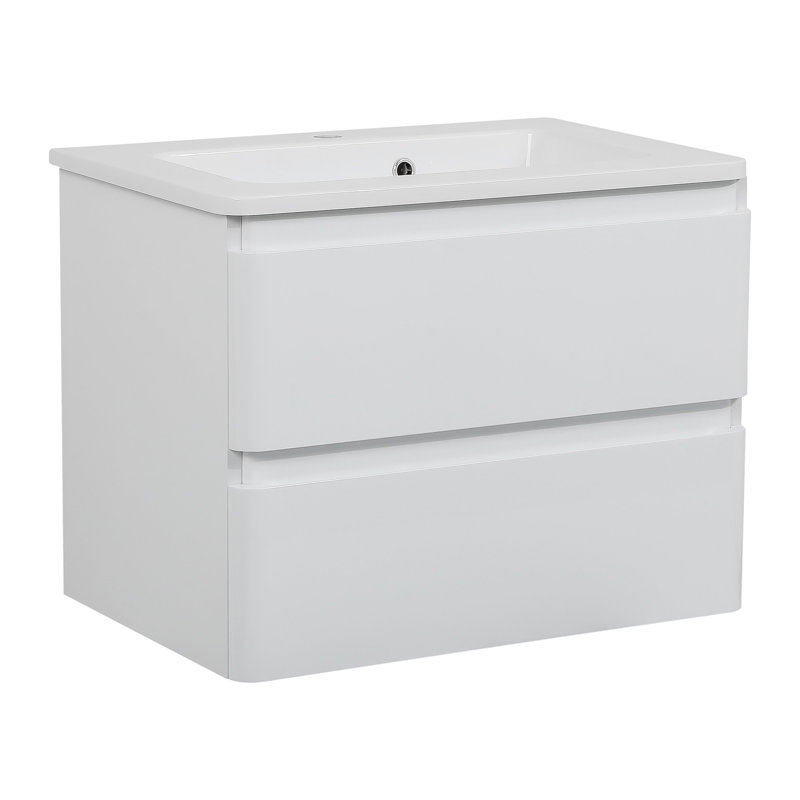 Meuble-lavabo simple avec plateau 27,3 po Haislee, Blanc ultrabrillant