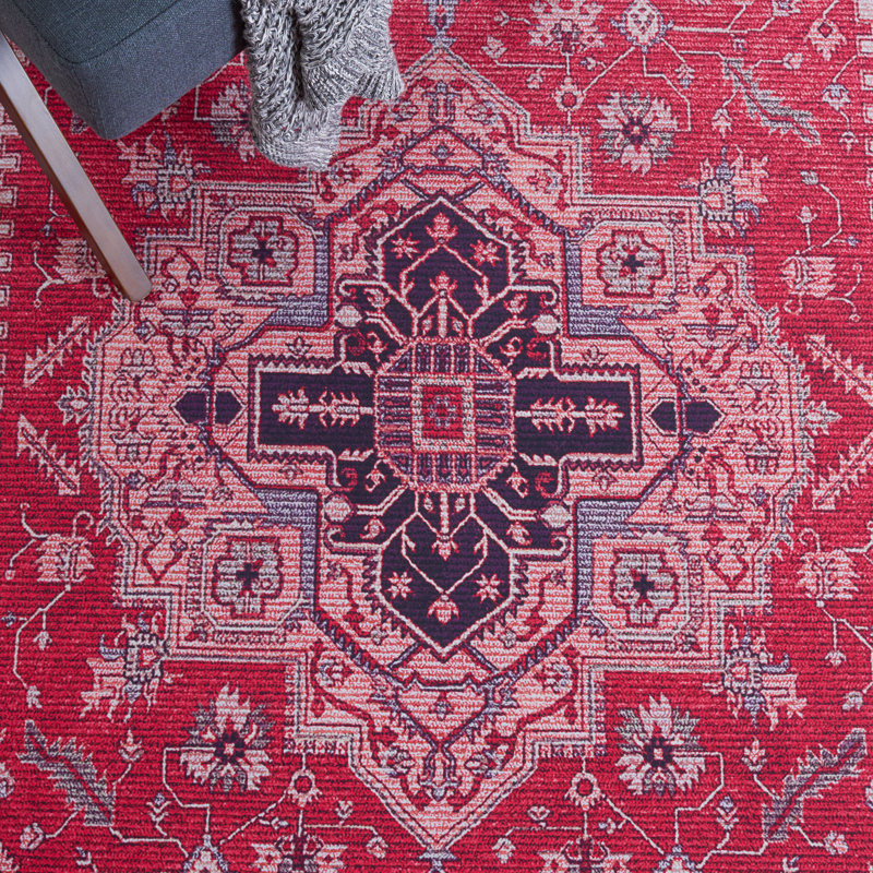 Tapis 128 M / W S / R en rouge / bleu marine, Rectangulaire 3 pi x 5 pi