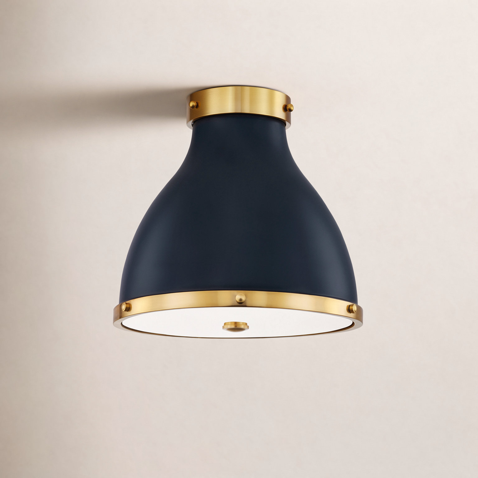 Painted No. 3 2-Light Flush Mount, Black/Gold