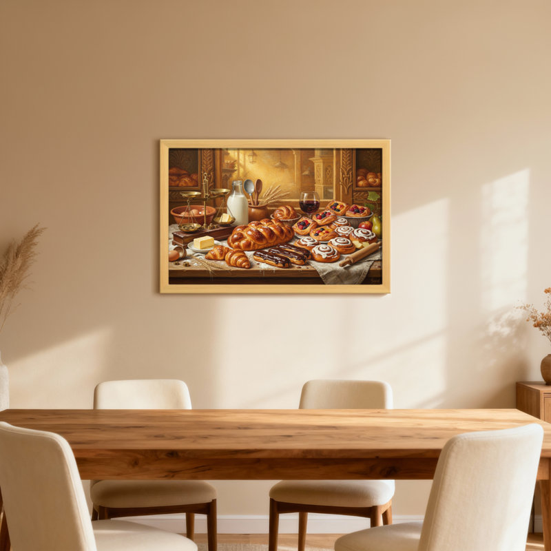 Table de boulangerie avec pâtisseries et pain Scenic & Cityscapes, H 24 po x l 36 po, Toile tendue, Ne s’applique pas