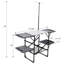 Table de cuisine de camping pliante - Station de cuisson extérieure portable avec plateau résistant à la chaleur, 4 tables d'appoint, support de rangement et lampadaire pour les pique-niques et les voyages en camping