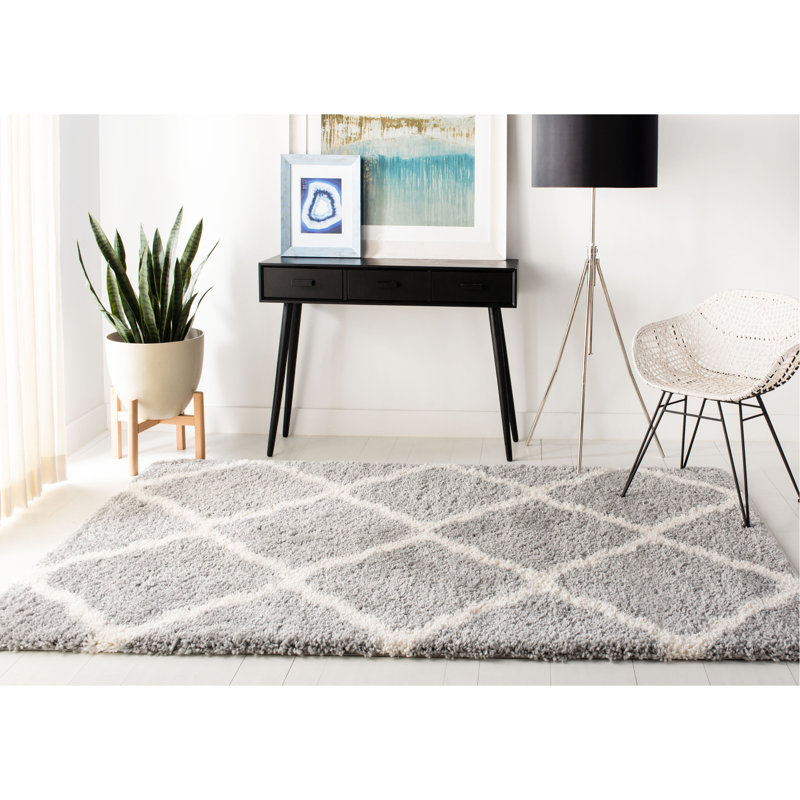 Almaden 1.97" Pile Geometric Shag Area Rug, Rectangle 9' x 12'
