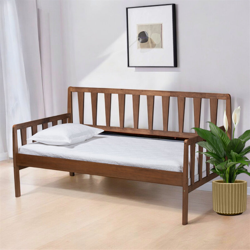 Midori Modern And Contemporary Transitional Walnut Brown Finished Wood Twin Size Daybed